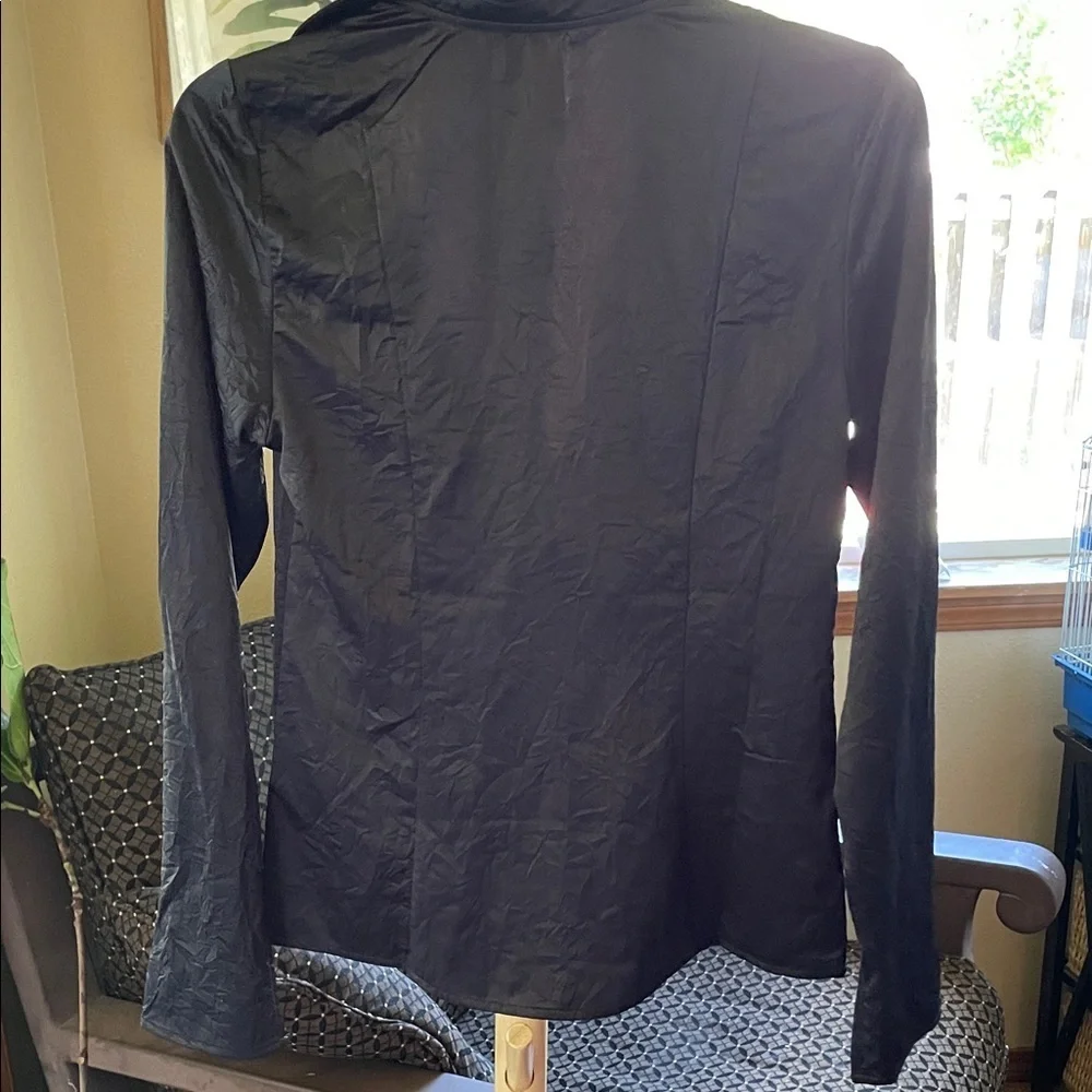 Free People Black Satin Tie-Front Top - Picture 6 of 8
